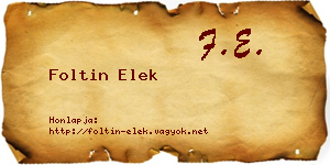Foltin Elek névjegykártya